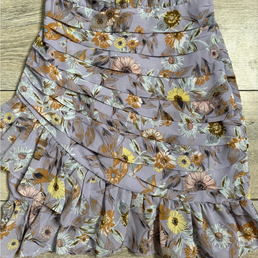 Astr women's S purple one shoulder puff sleeve floral mini dress whimsical girly - Picture 5 of 7